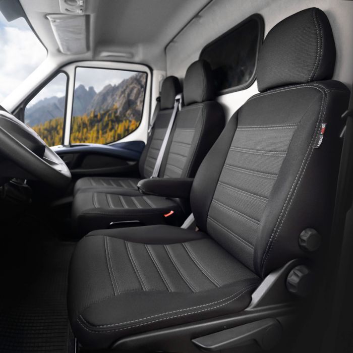 Original Design Sitzbezüge aus Stoff 2+1 passend für Ford Transit 2014-  (mit Armlehne in Sitzbank) AutoStyle - #1 in auto-accessoires