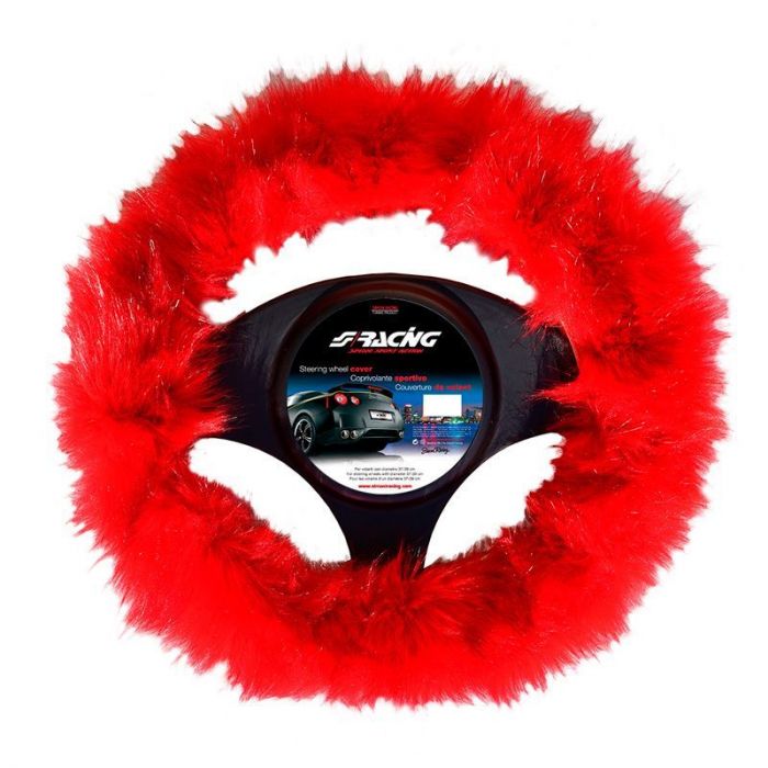 Simoni Racing Couvre-Volant Fluffy Fur - Rouge - 37-39cm AutoStyle - #1 in  auto-accessoires