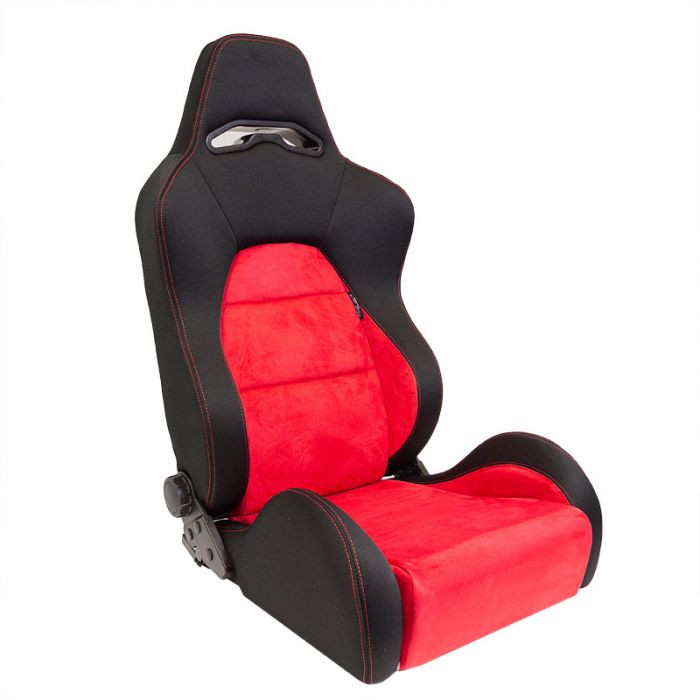 Sportsitze 'Eco Soft' - Schwarz/Rot - Doppelseitig Verstellbare Rückenlehne  - inkl. Laufschienen AutoStyle - #1 in auto-accessoires