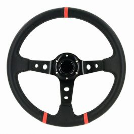 Ø350mm-Black PU-Leather Stripes AUTO-STYLE EC-SW299 spoke black/rings red Universal Steering Wheel Deep-Dish 